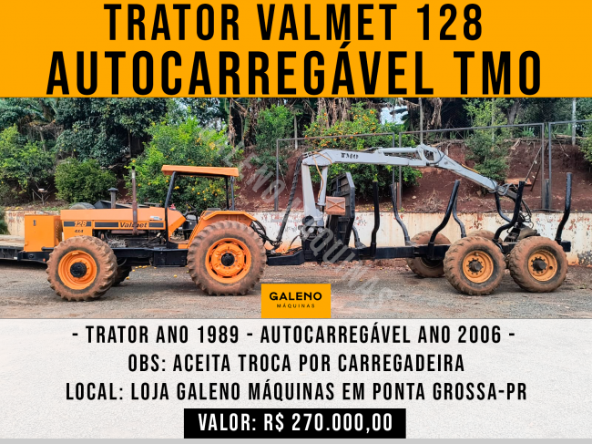 Trator Valmet 128 com Autocarregável TMO